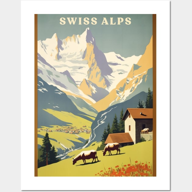Swiss Alps Wall Art by Retro Travel Design